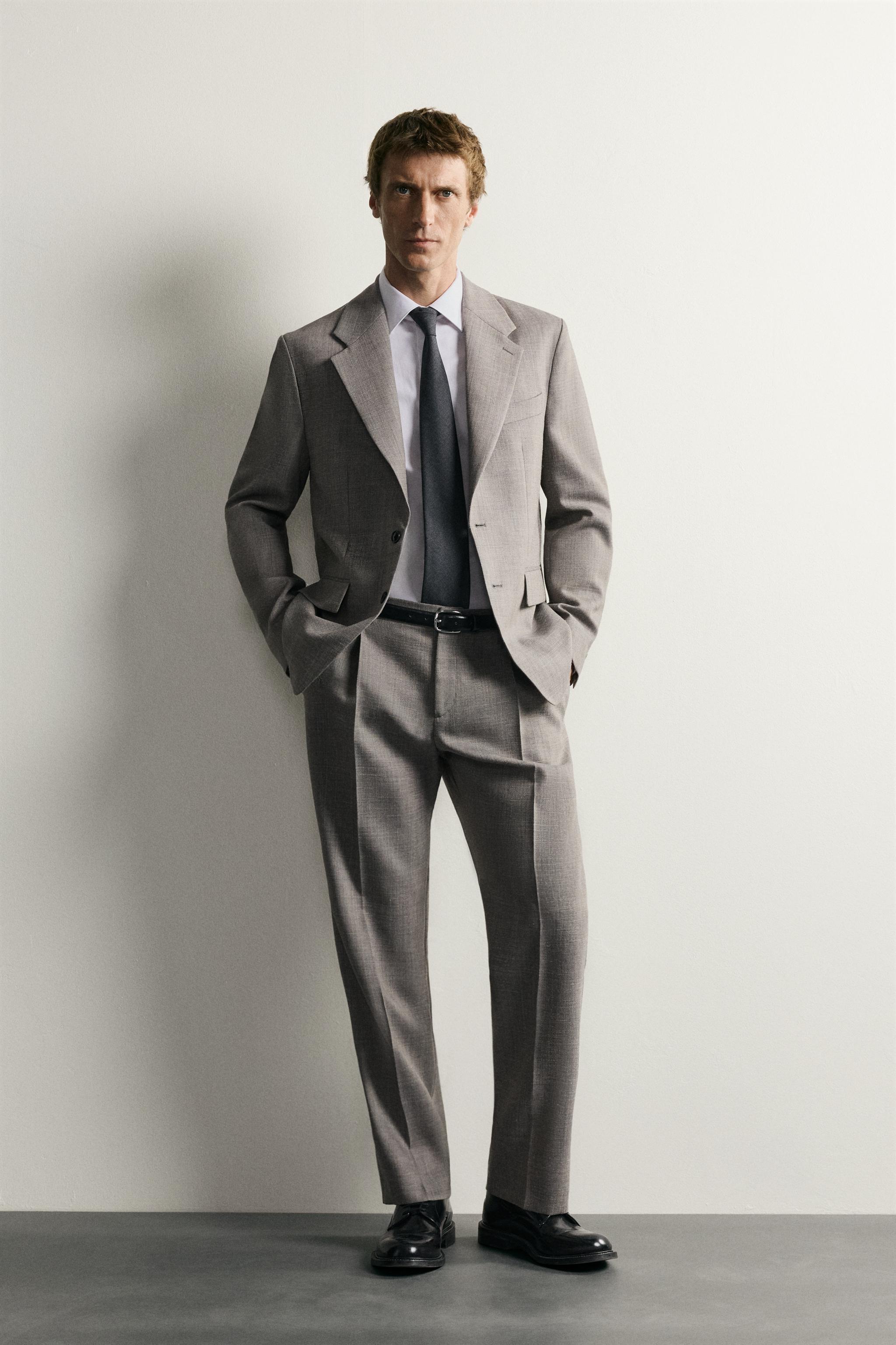 WOOL-BLEND REGULAR FIT TROUSERS